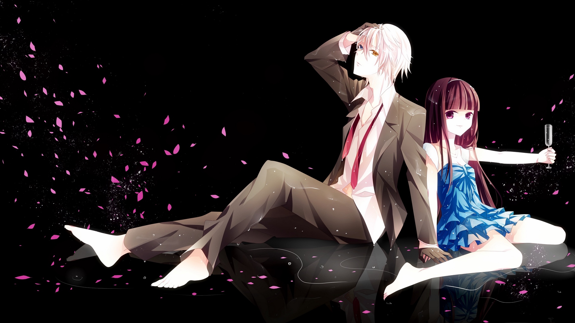 Wallpaper Anime, Boy, Girl, Romance, Petals - Imagenes De Inu X Boku Ss - HD Wallpaper 