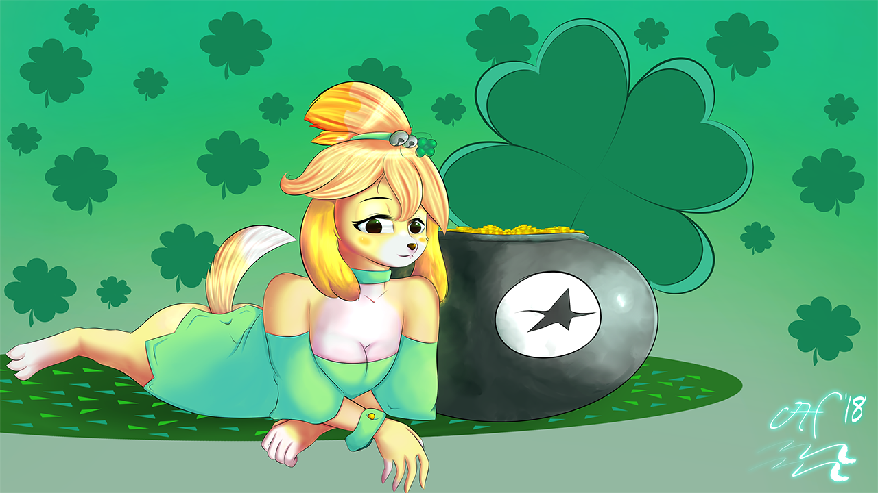 Isabelle St Patty S Day Wallpaper Pinup - Cartoon - HD Wallpaper 