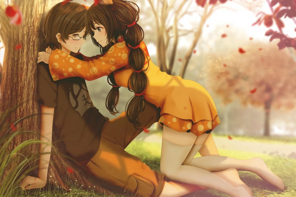 Download Wallpaper Anime Romance In The Park - Nightcore → I Built A Friend - HD Wallpaper 