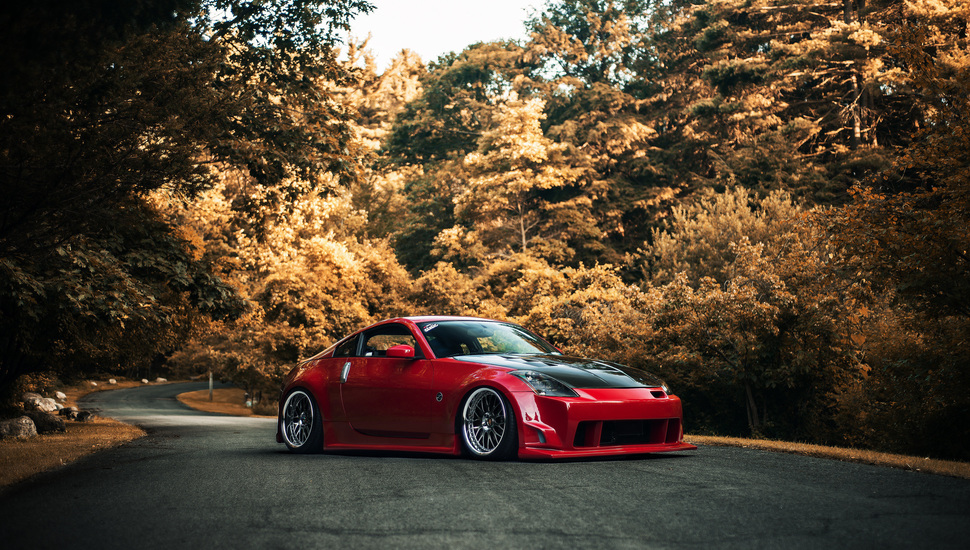 Kit, Autumn, Stance, Red, Road, Nissan, Nissan, 350z, - 350z Wallpaper 4k - HD Wallpaper 