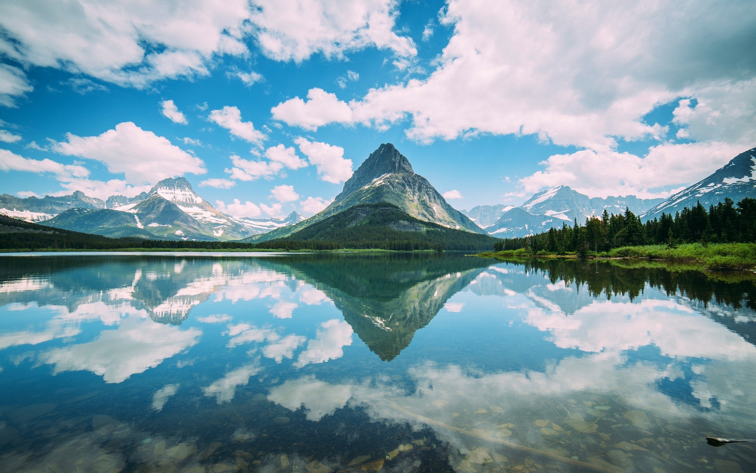 Glacier National Park Reflection Lake - HD Wallpaper 
