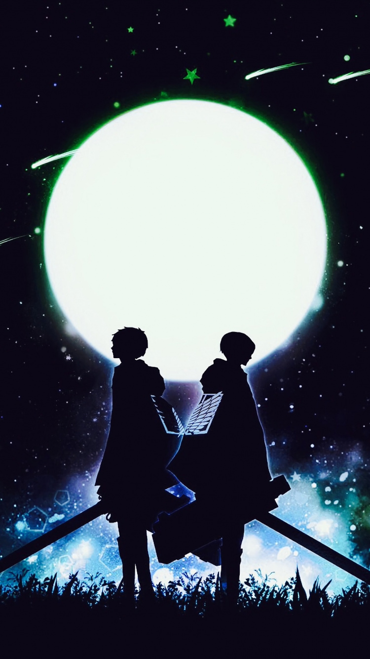 Minimal, Eren Yeager, Levi Ackerman, Attack On Titan, - Attack On Titan Night - HD Wallpaper 