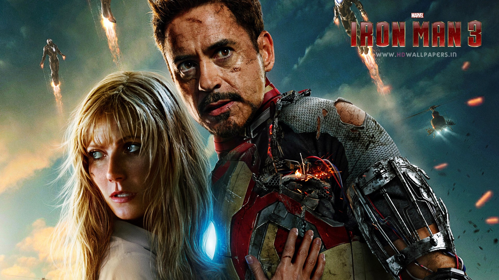 Tony Stark Pepper Potts Iron Man 3 2013 Movie - HD Wallpaper 