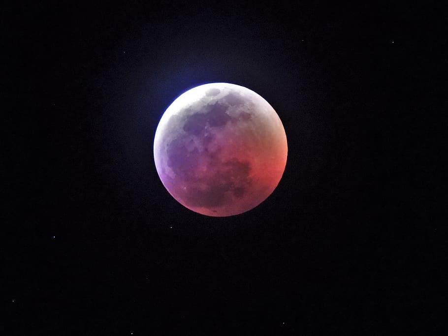 Lunar, Eclipse, Moon, Blood Moon, Wolf Moon, Luna Eclipse, - Суперлуние 19 Февраля 2019 - HD Wallpaper 