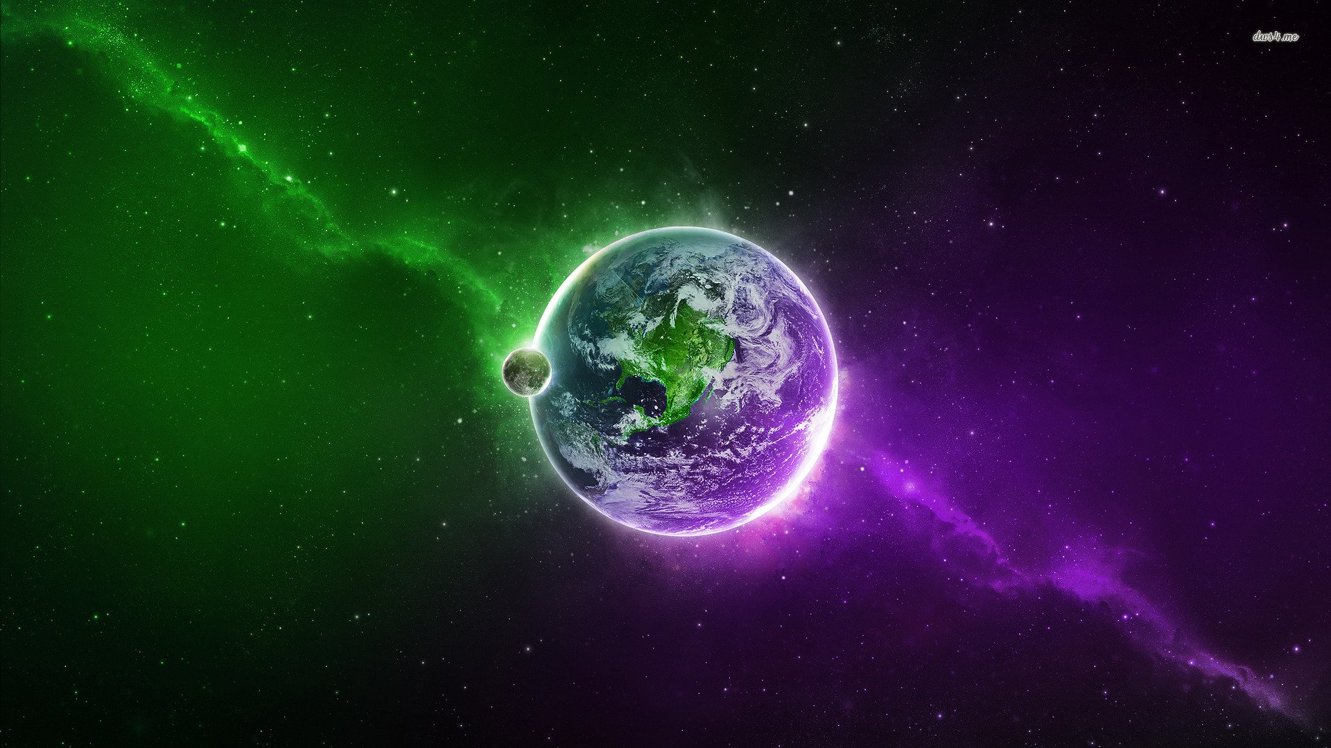 Green And Purple Moon - HD Wallpaper 