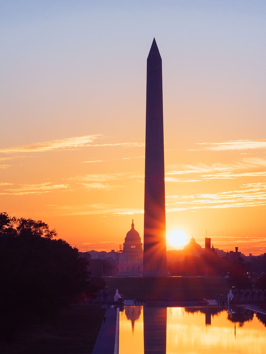 Dc, Washington, Monument, Sunrise, Sunset, Sky, Architecture, - HD Wallpaper 