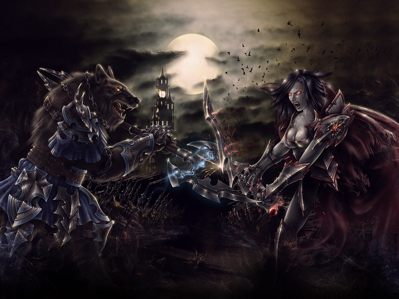 Girl Wolf Trainer Wallpaper From Werewolf Wallpapers - Werewolf Vs Vampire Art - HD Wallpaper 