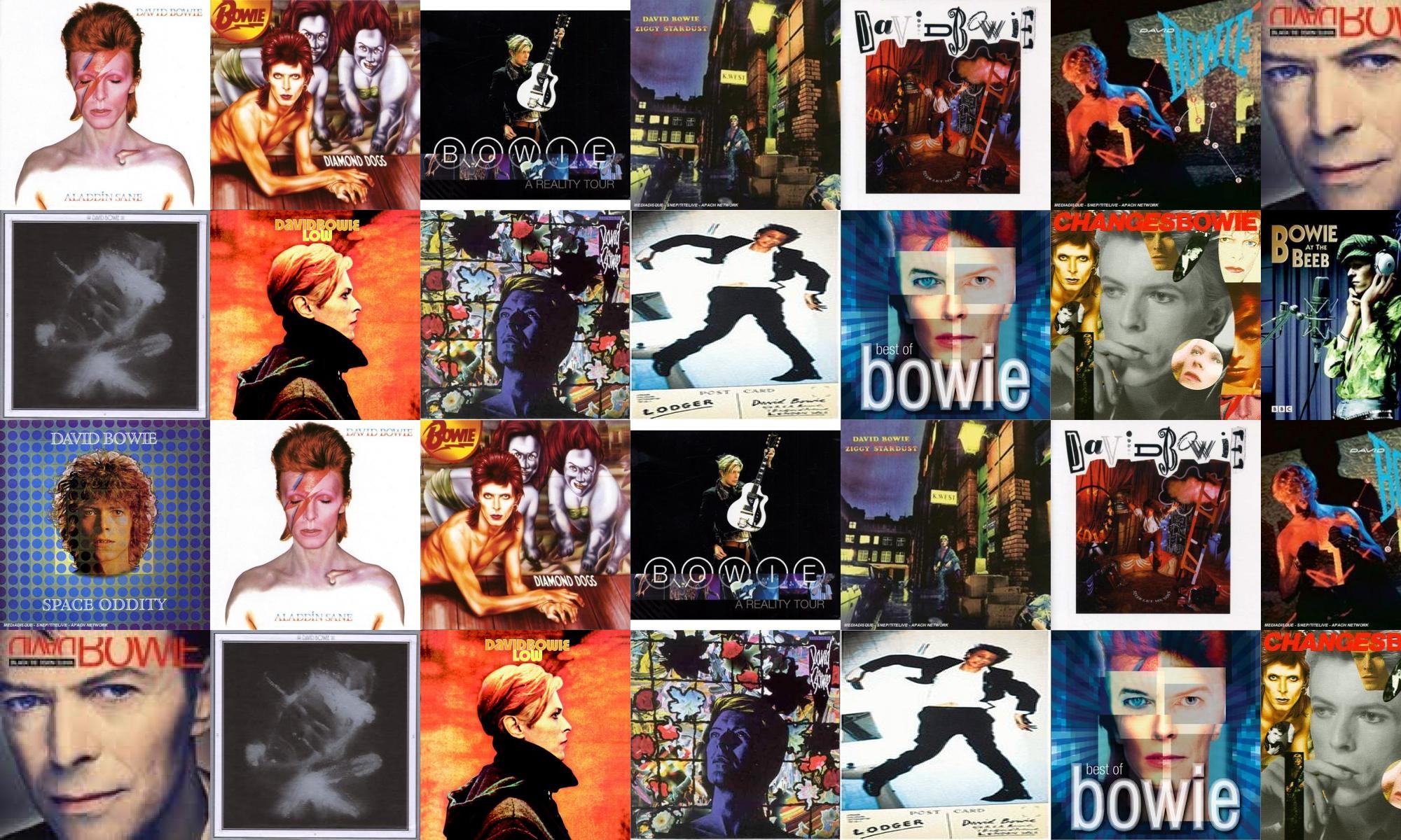 David Bowie Aladdin Sane Diamond Dogs Reality Cd Wallpaper - Bowie Album Covers Collage - HD Wallpaper 