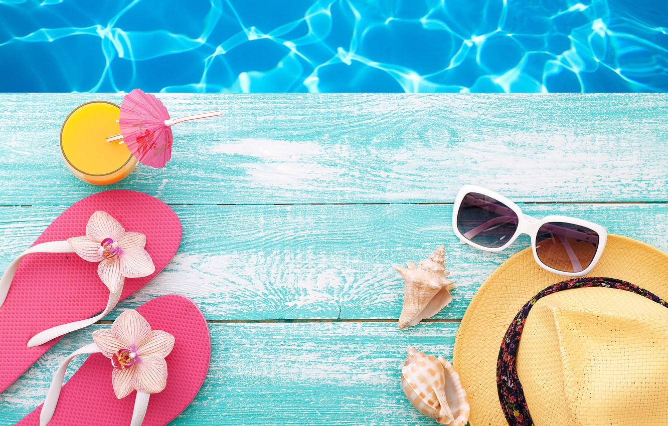 Photo Wallpaper Beach, Summer, Stay, Hat, Pool, Glasses, - Beach - HD Wallpaper 