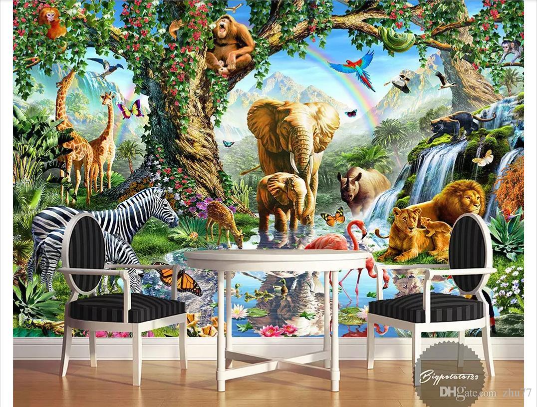 Forest With Wild Animals - HD Wallpaper 