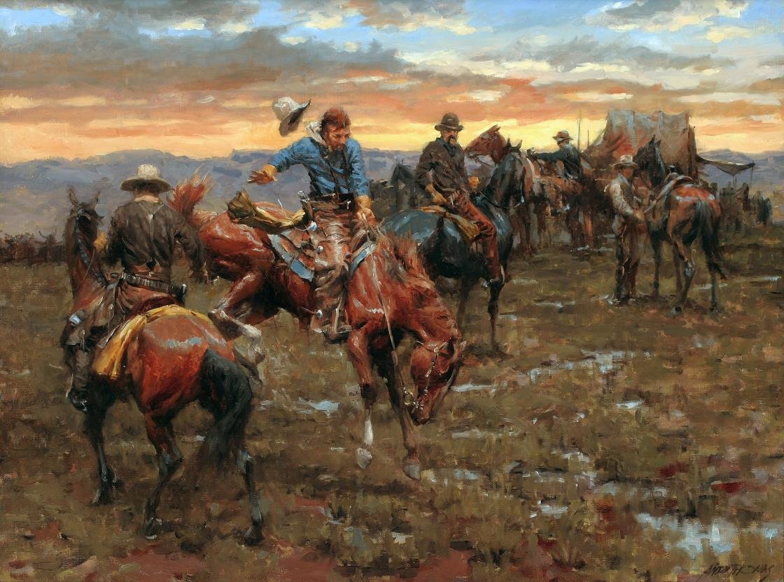 Best Western Wallpaper Id - Western Western Artwork Western Cowboy - HD Wallpaper 