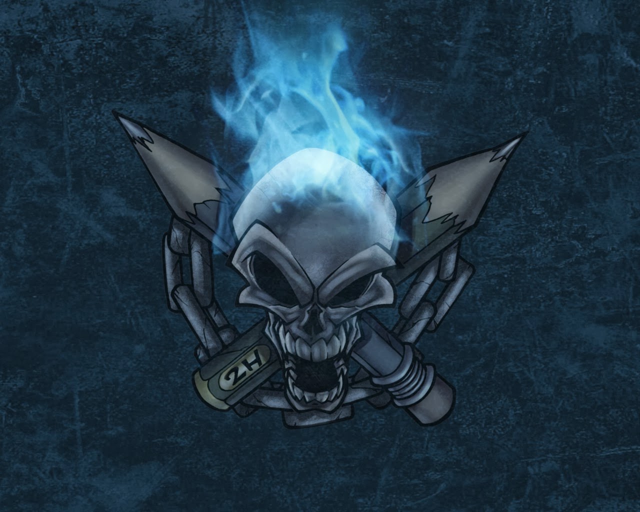 Blue Skull Hd - HD Wallpaper 