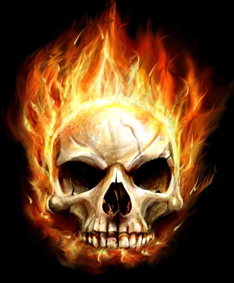 Flaming Doom Skull - HD Wallpaper 
