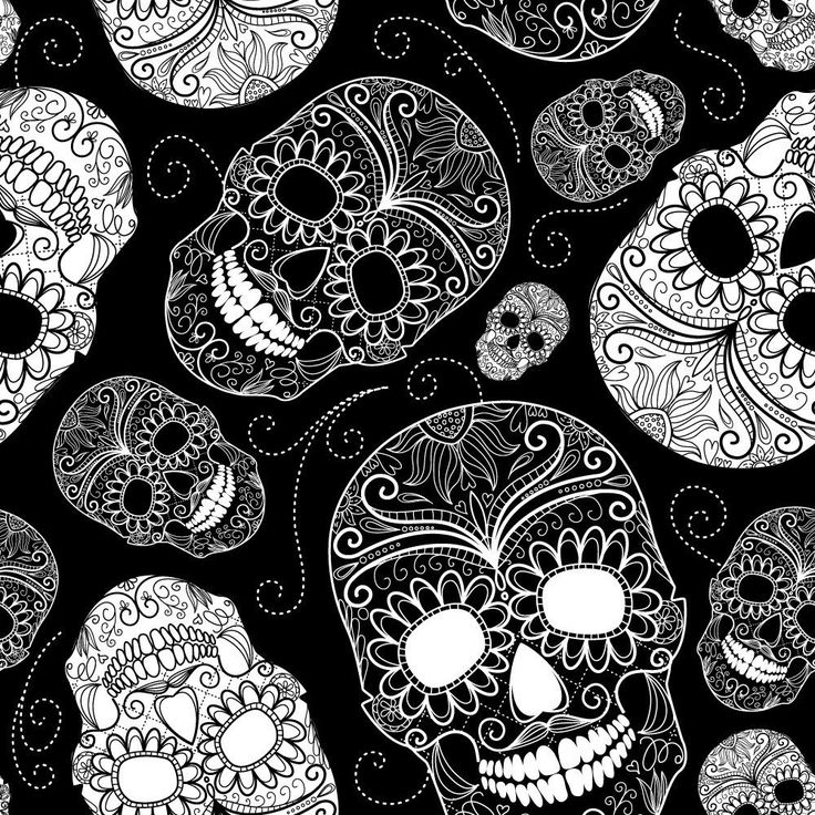 Caveira Mexicana Wallpaper - Mexican Skulls Pattern - HD Wallpaper 