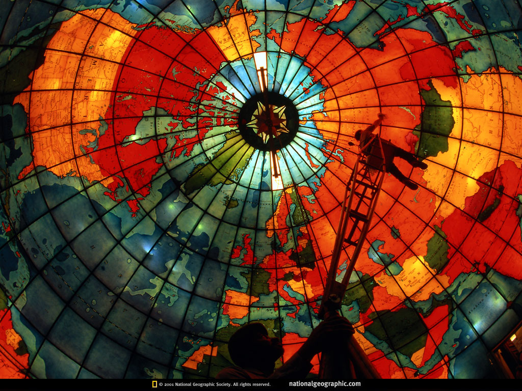Stained Glass World Map - HD Wallpaper 