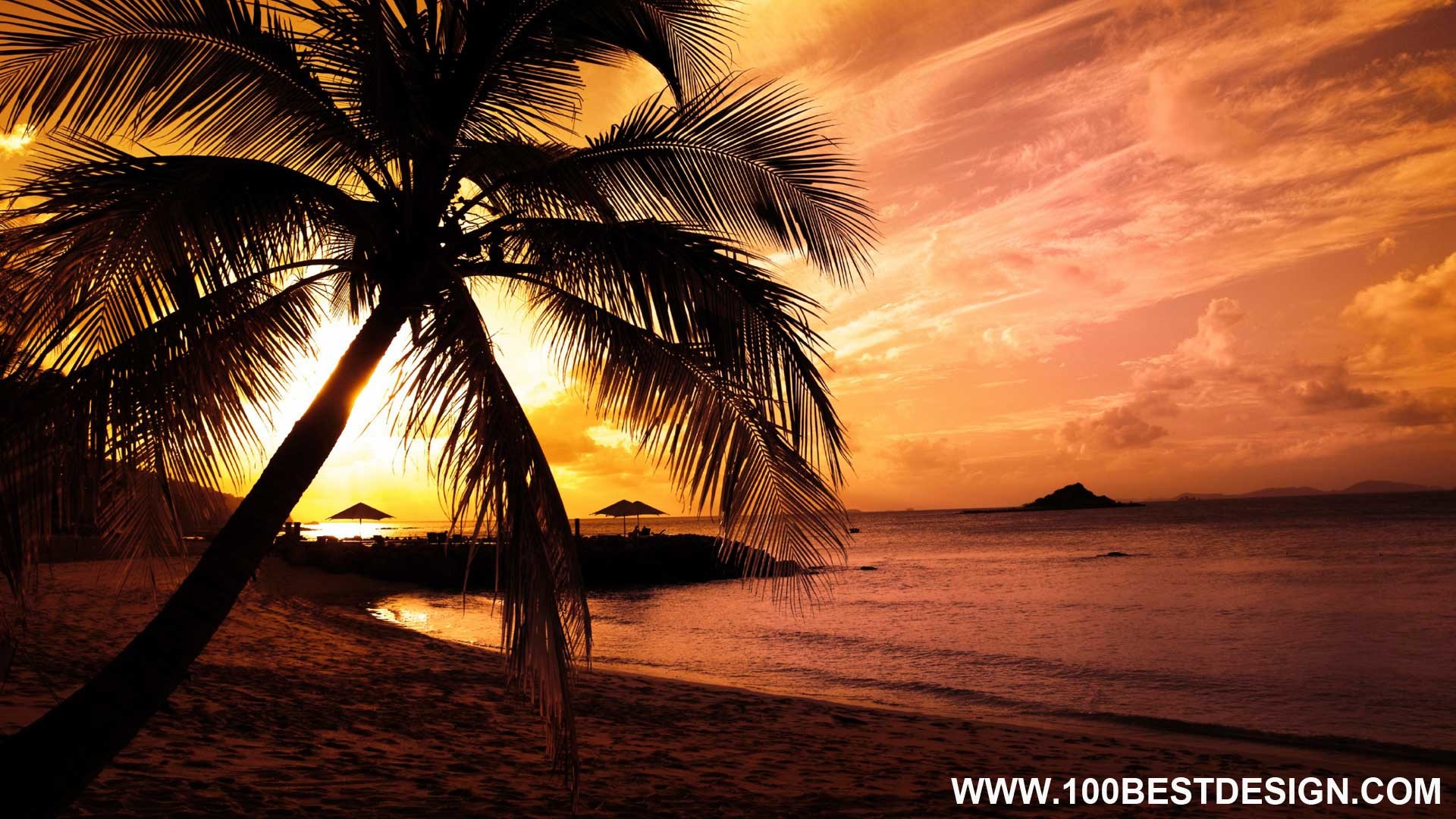 Top 100 Nice Nature Desktop Wallpaper And Background - Summer Sunset Beach Background - HD Wallpaper 