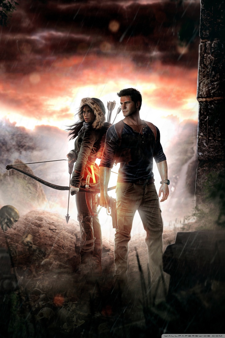 Nathan Drake E Lara Croft - HD Wallpaper 
