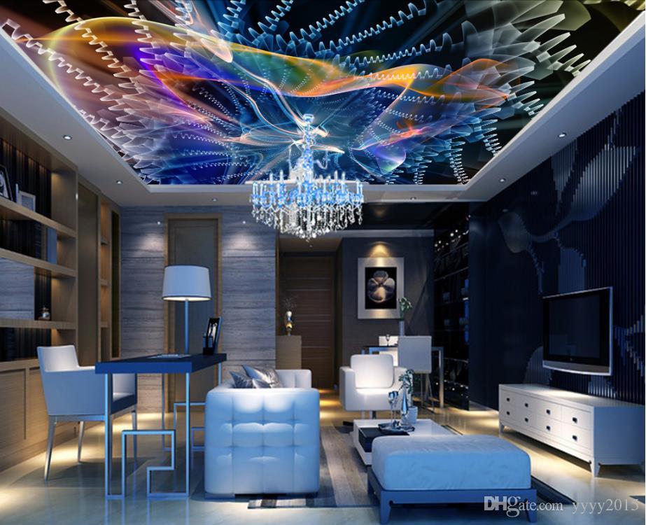 Papel De Parede Para Paredes Do Quarto Abstrato Luz - Bedroom New Model Ceiling - HD Wallpaper 