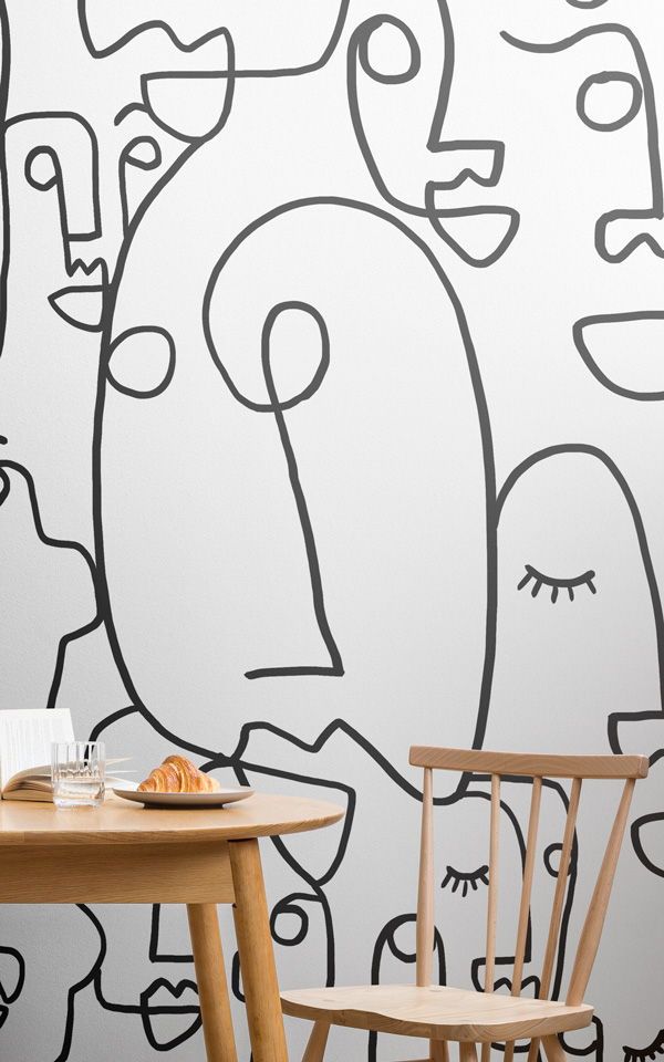 Line Drawings On Wall - HD Wallpaper 