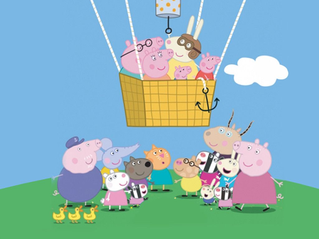Peppa Pig Cartoon Wallpaper - Hot Air Balloon Cartoon Peppa Pig - 1024x768  Wallpaper 