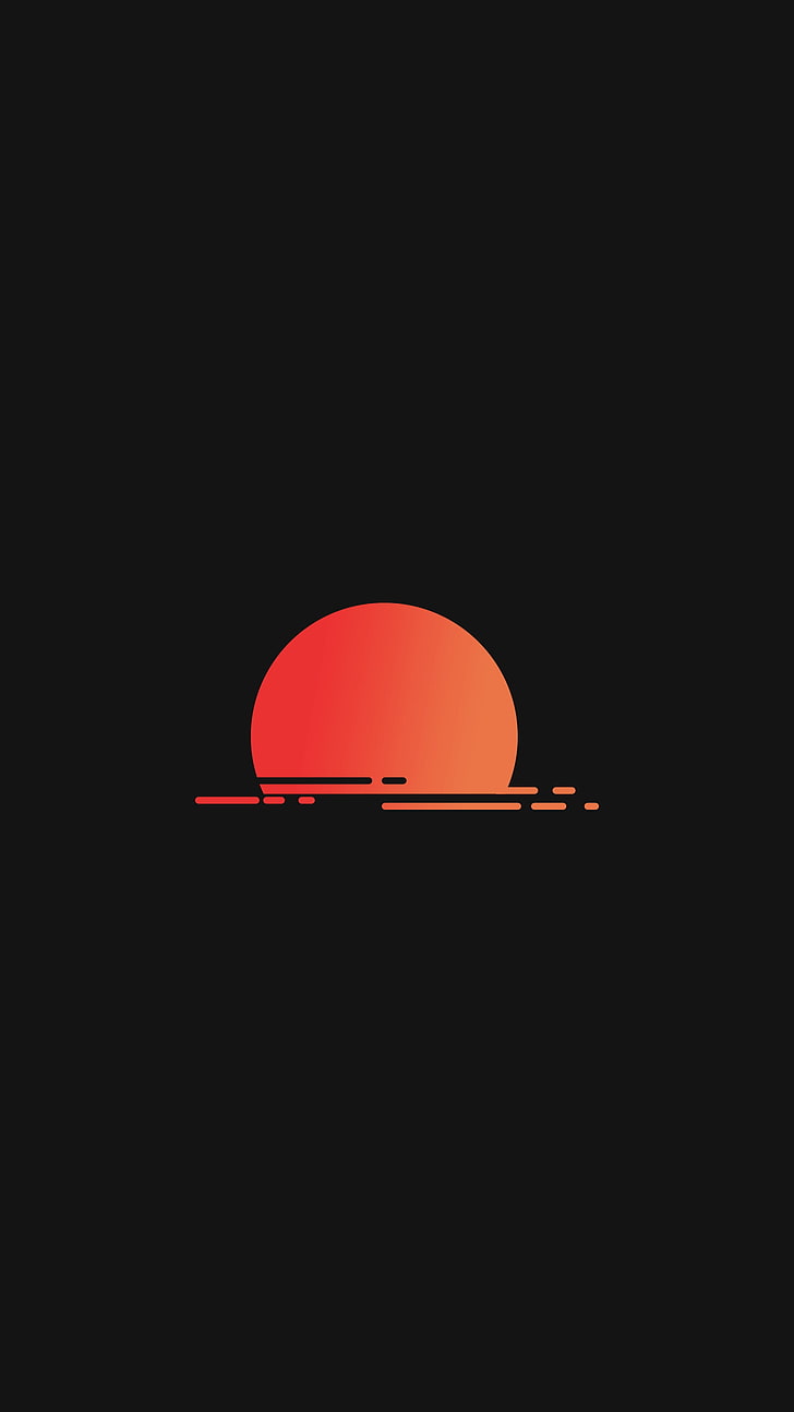 Black Background, Minimalism, Sunset, Portrait Display, - Circle - HD Wallpaper 