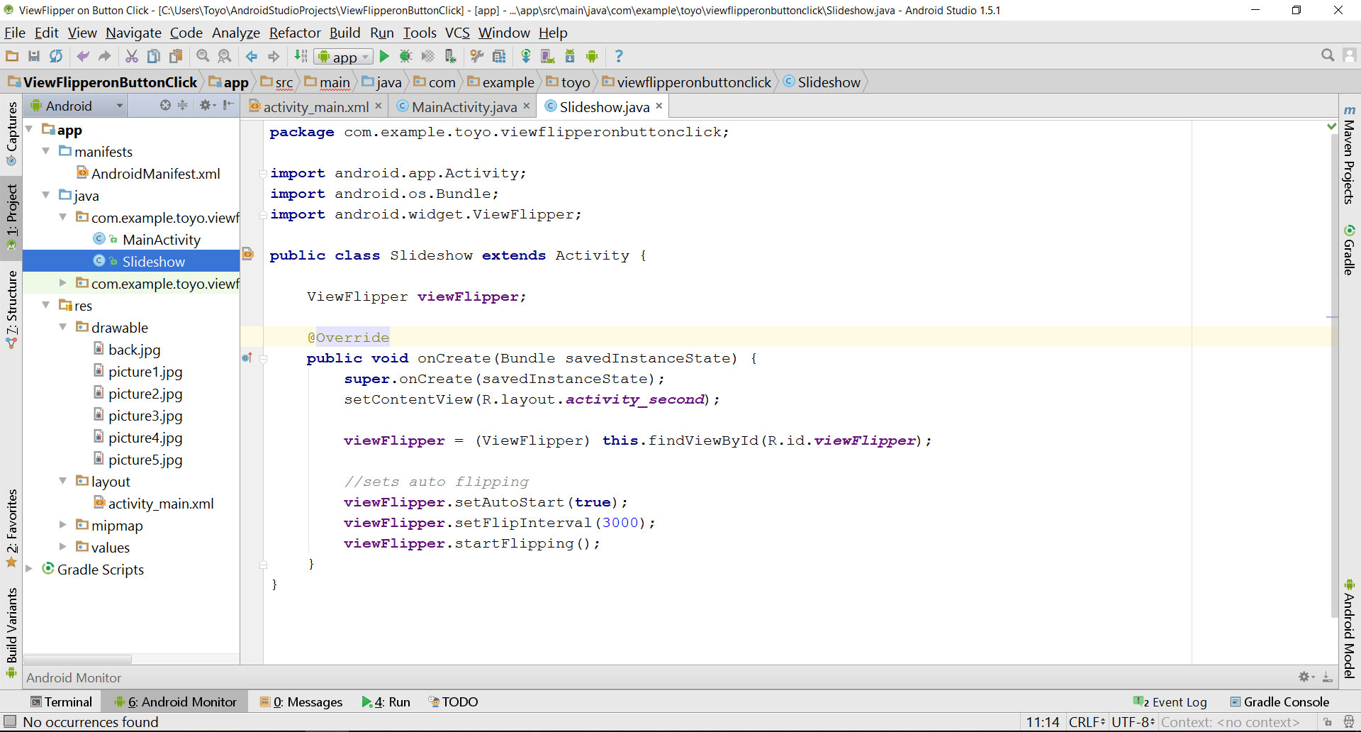 Viewflipper Javaclass Source Code - Button Java Code In Android Studio - HD Wallpaper 