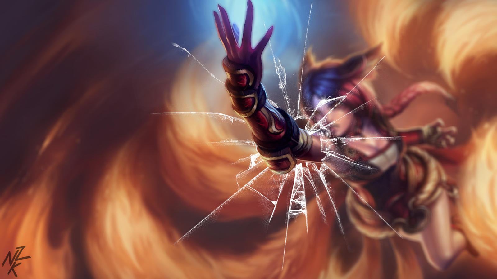 Lol Desktop Wallpaper - Foxfire Ahri Splash Art - HD Wallpaper 