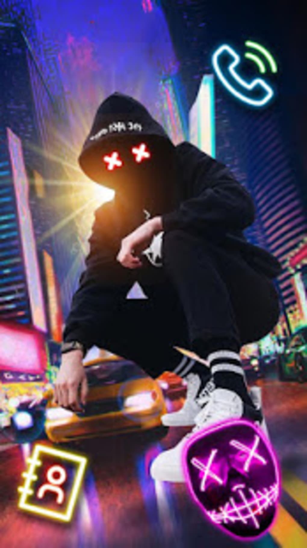 Neon Night Street Man Theme Live Wallpaper - Neon Night Street Man - HD Wallpaper 