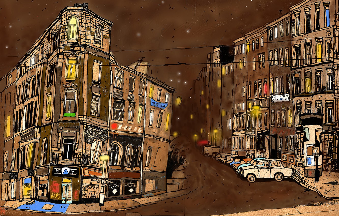 Photo Wallpaper The City, Street, Figure, Berlin - Apartment - HD Wallpaper 