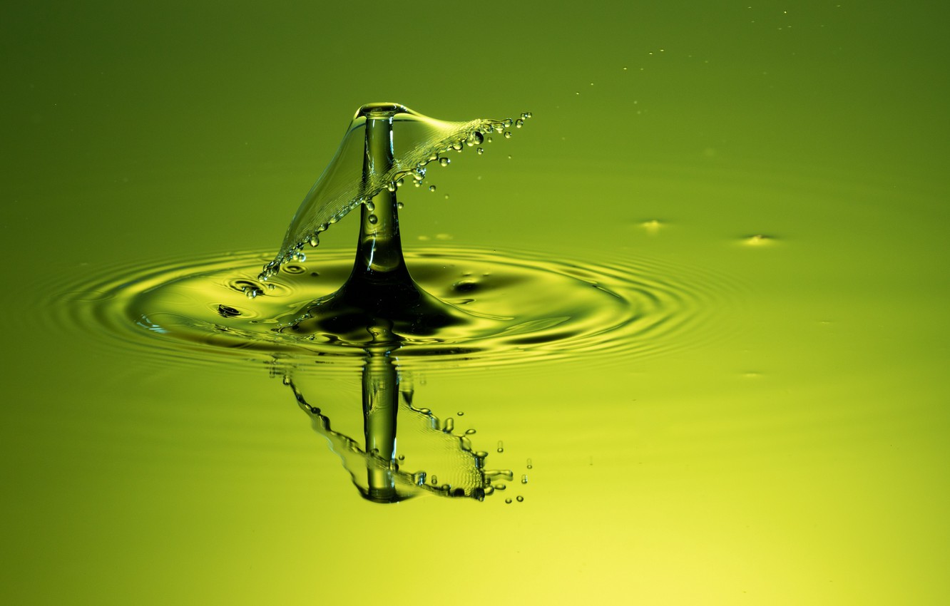 Photo Wallpaper Green, Drop, Macro, Liquid, Splash, - Drop - HD Wallpaper 