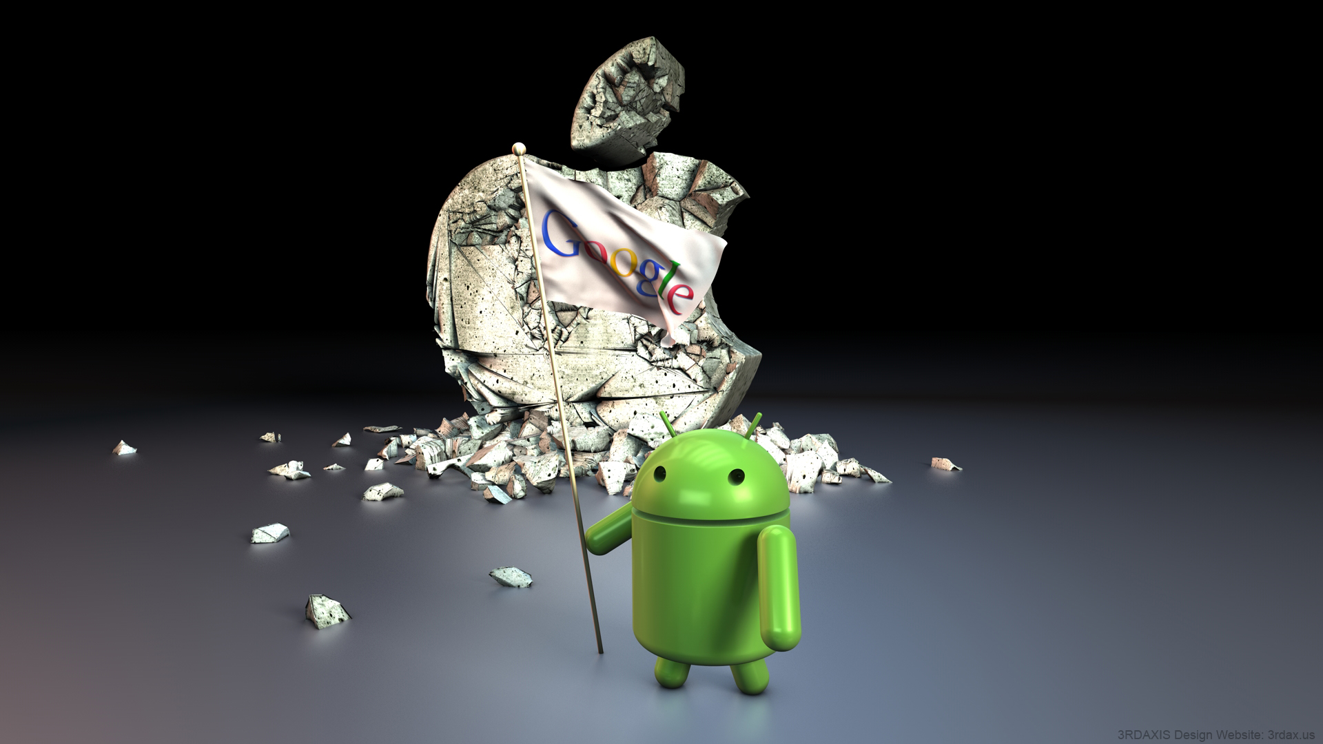 Wallpaper De Android Vs Apple En Full Hd Wallpaper - Apple Vs Android - HD Wallpaper 