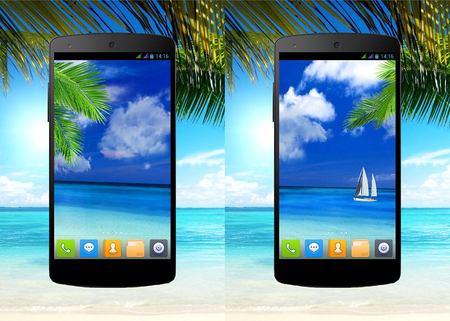 Mobile Live Backgrounds Moon Sea Palms - HD Wallpaper 