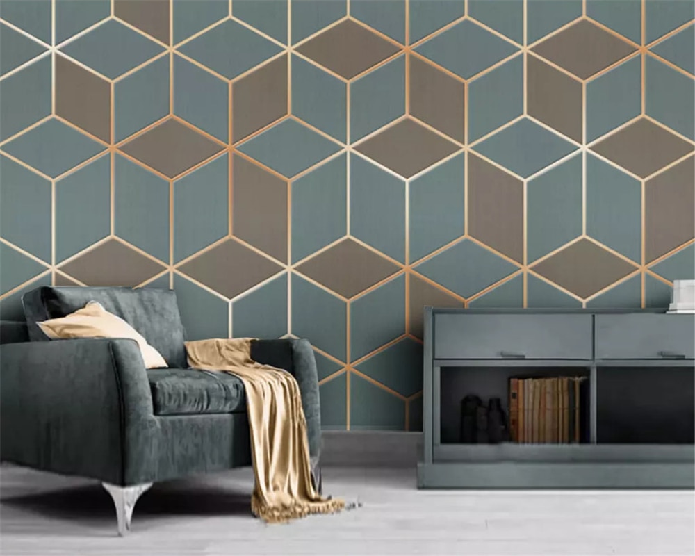 Blue Gold Geometric Wall - 1000x800 Wallpaper 