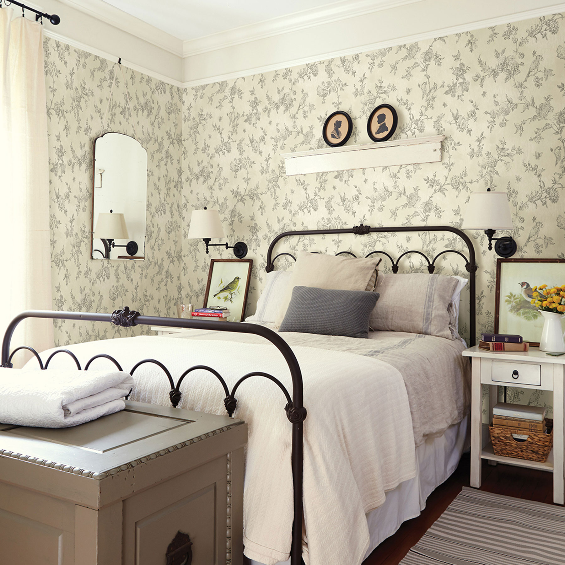 Vintage Wallpaper - Dover White Bedroom - 1800x1800 Wallpaper 
