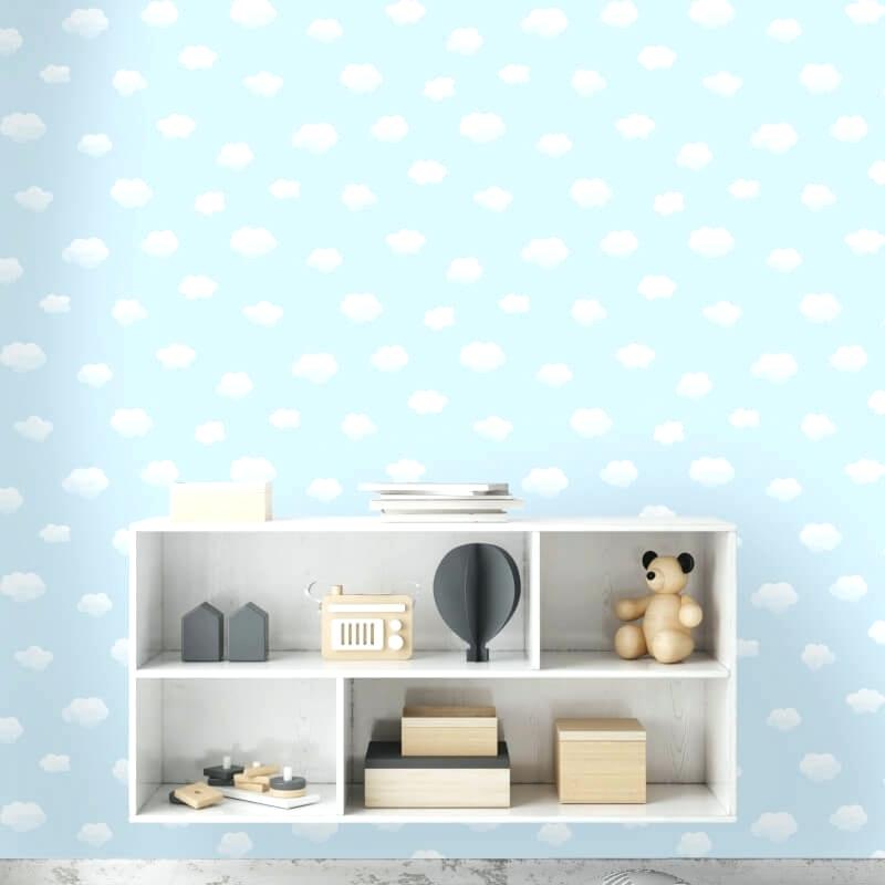 Blue And White Wallpaper For Walls Bedroom Decor Cloudy - Krant Als Achtergrond Schilderij - HD Wallpaper 