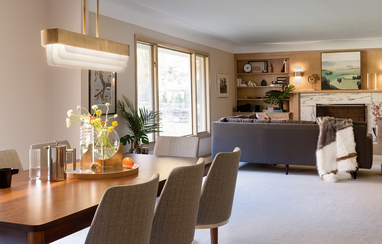 Photo Wallpaper Comfort, Interior, Lighting, Day, Living - Dining Room Chandeliers Modern - HD Wallpaper 