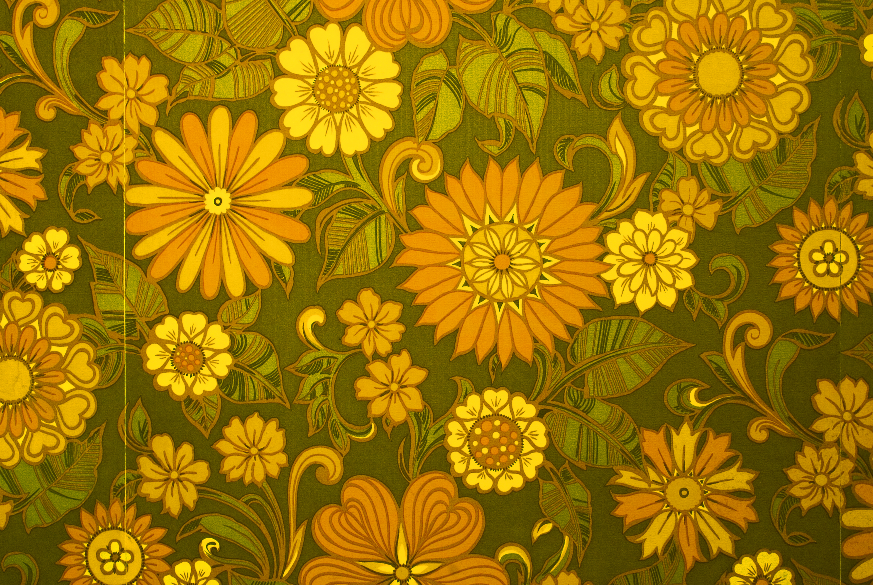 70s Floral Print - HD Wallpaper 