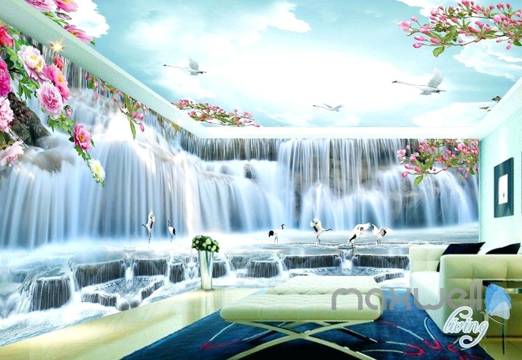 Living Room Wallpaper Peony Flower Large Waterfall - Grass Wallpaper For Room - HD Wallpaper 