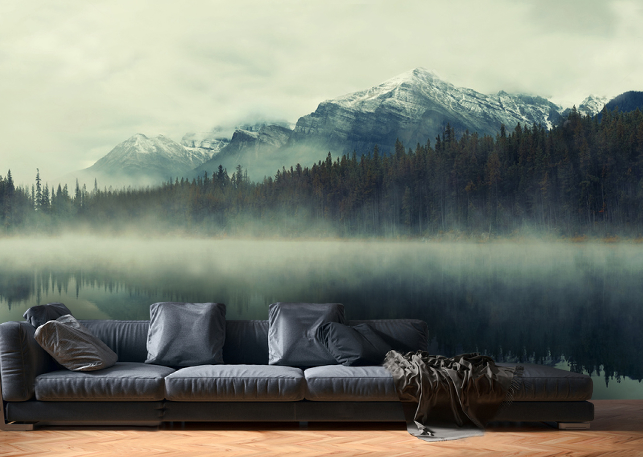 Mountain Lake Peel And Stick - HD Wallpaper 