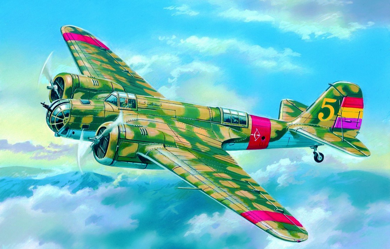 Photo Wallpaper War, Art, Airplane, Painting, Aviation, - Russian Aircraft In The Spanish Civil War - HD Wallpaper 
