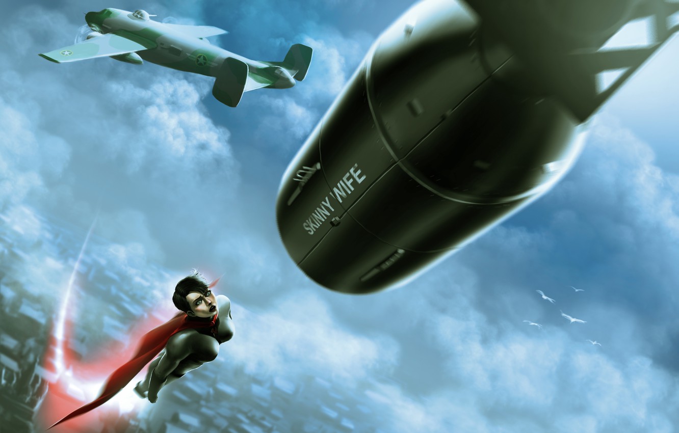 Photo Wallpaper Girls, Aircraft, Cloak, Fiction, Soviet-superwoman - Soviet Superwoman - HD Wallpaper 