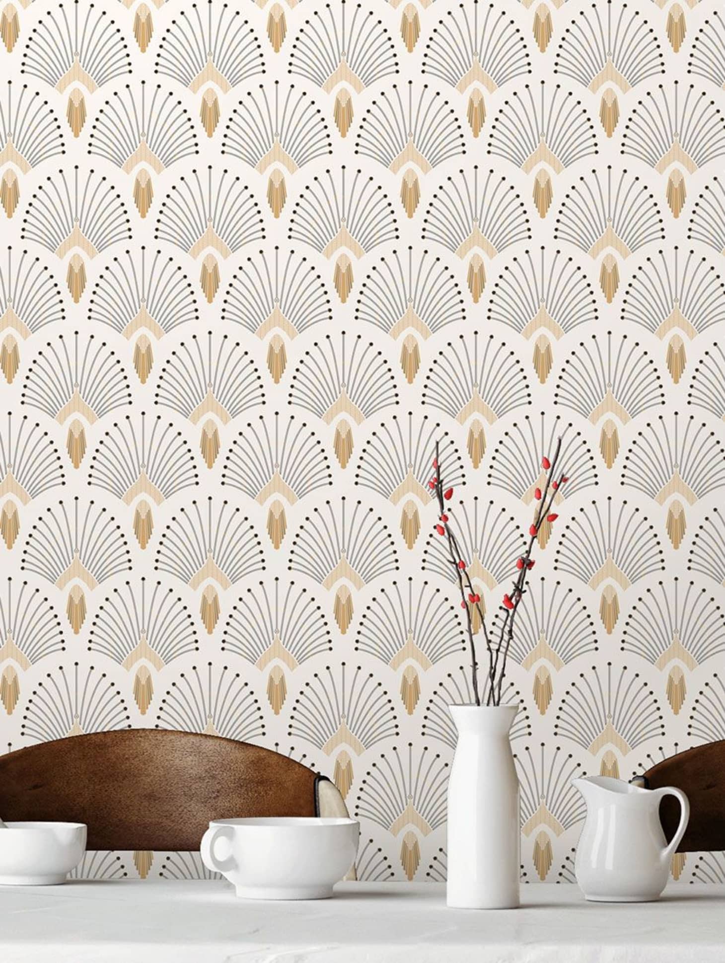 Papier Peint Art Deco Jaune - HD Wallpaper 