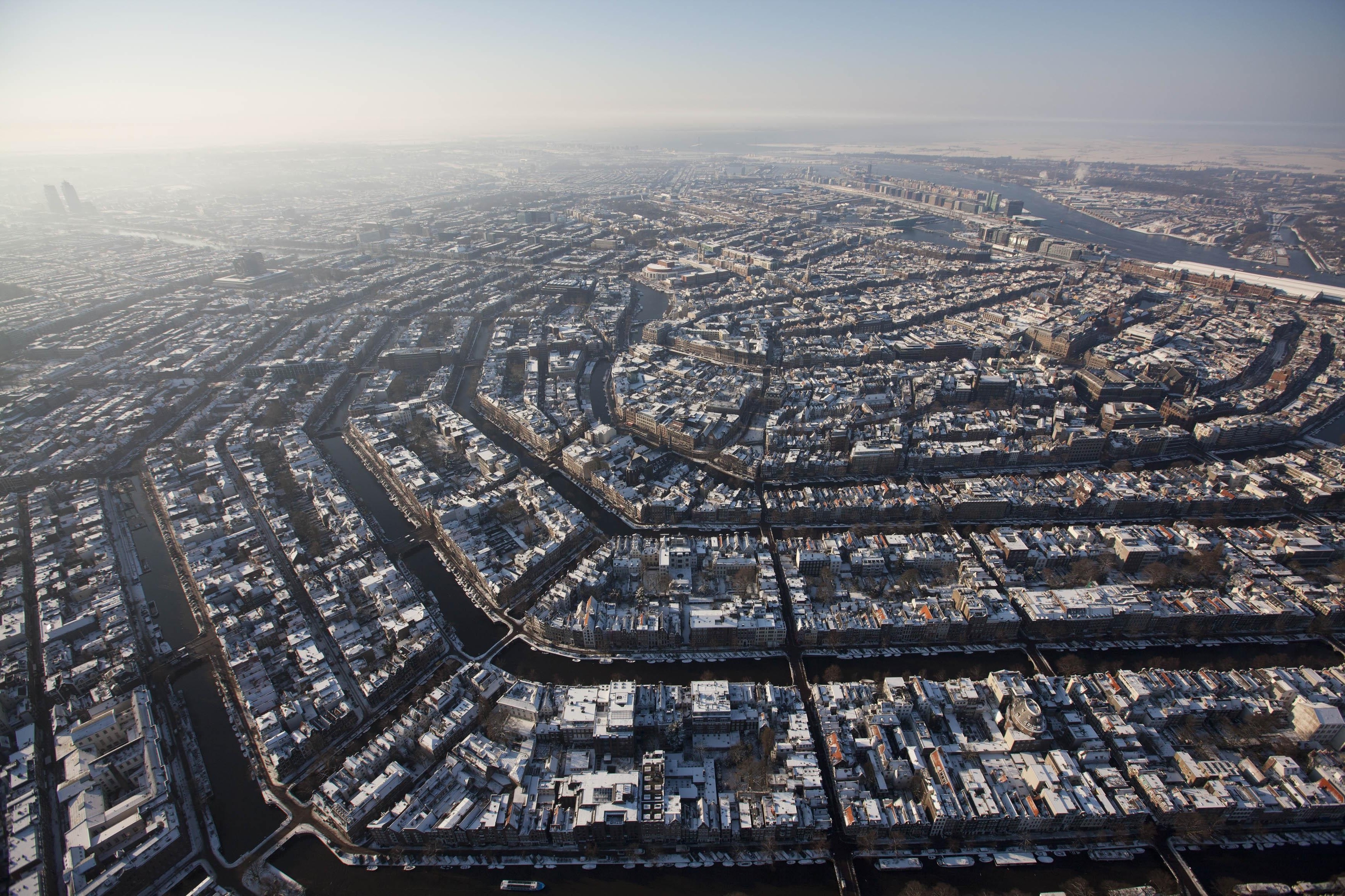 Amsterdam Aerial View - HD Wallpaper 