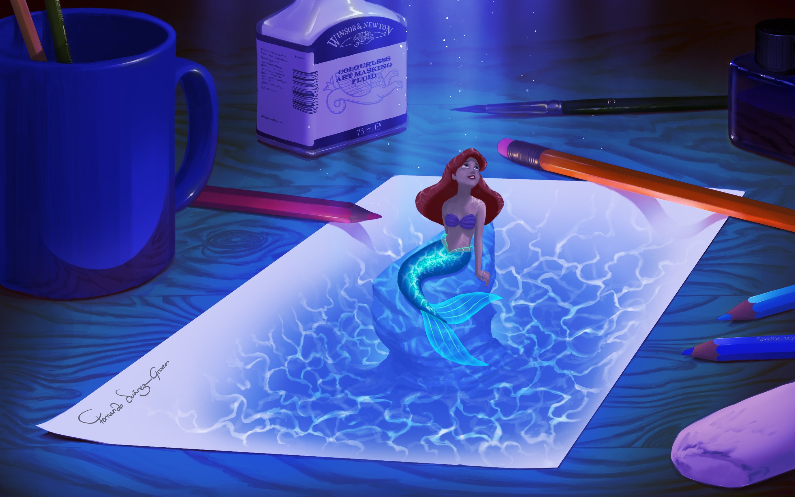 Drawing Of Mermaid Ariel - HD Wallpaper 