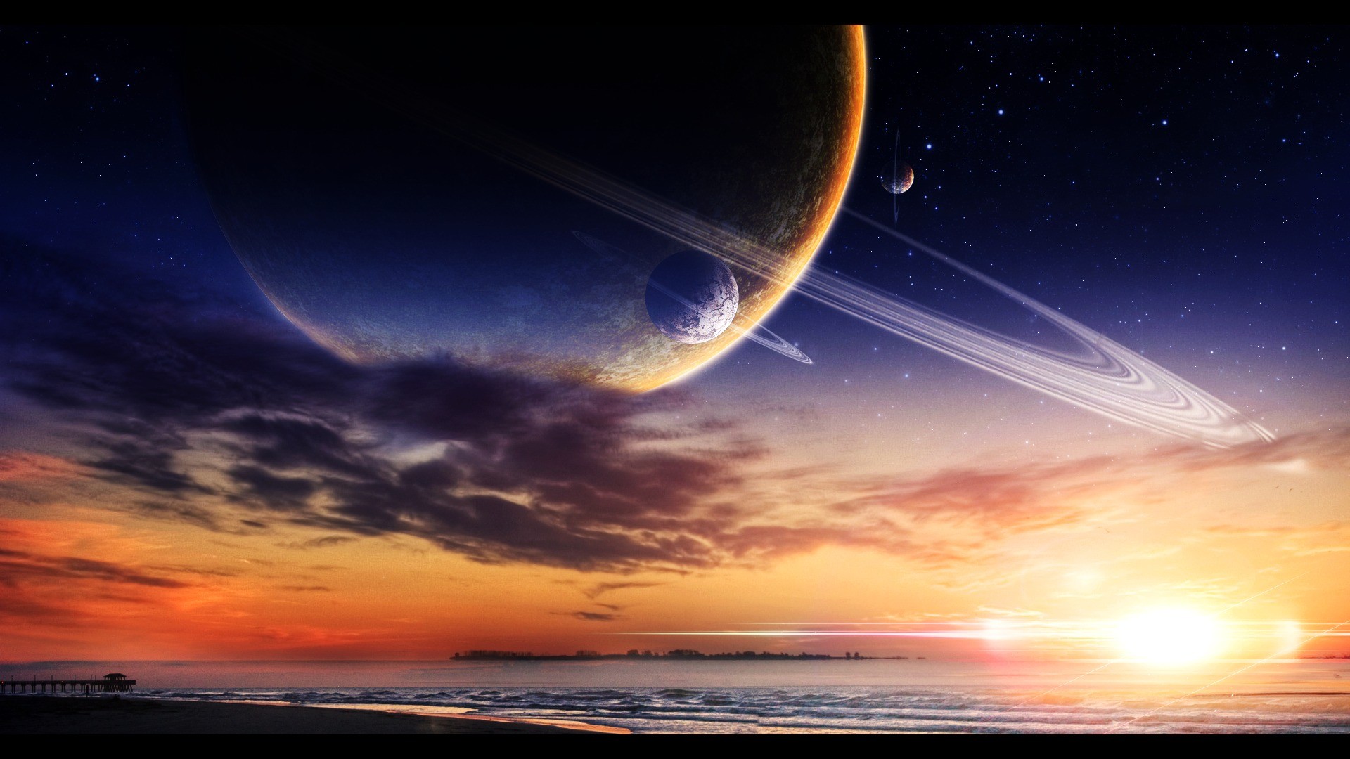 Sci Fi Planets In The Sky - HD Wallpaper 
