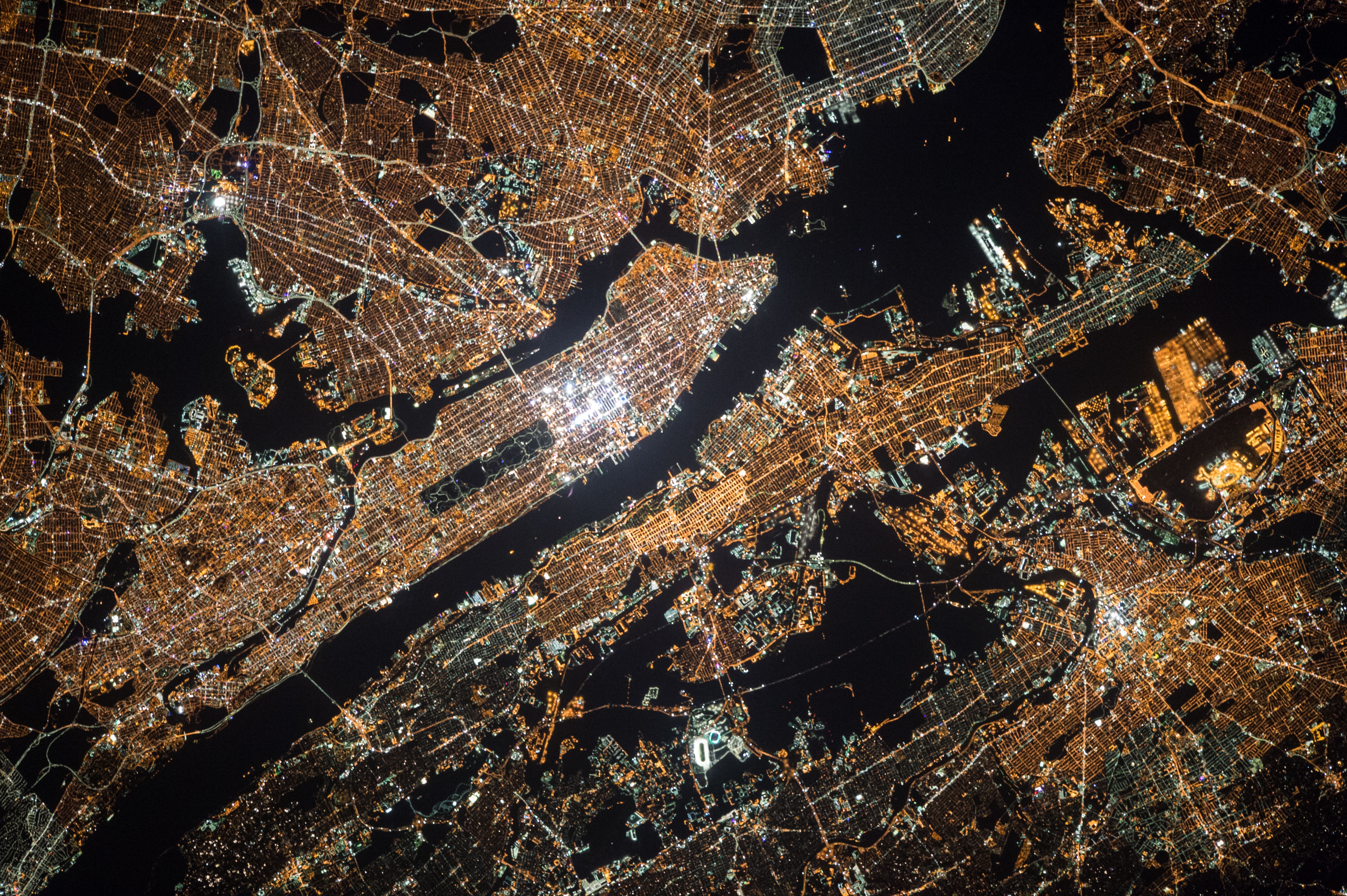 New York Satellite View Night - HD Wallpaper 