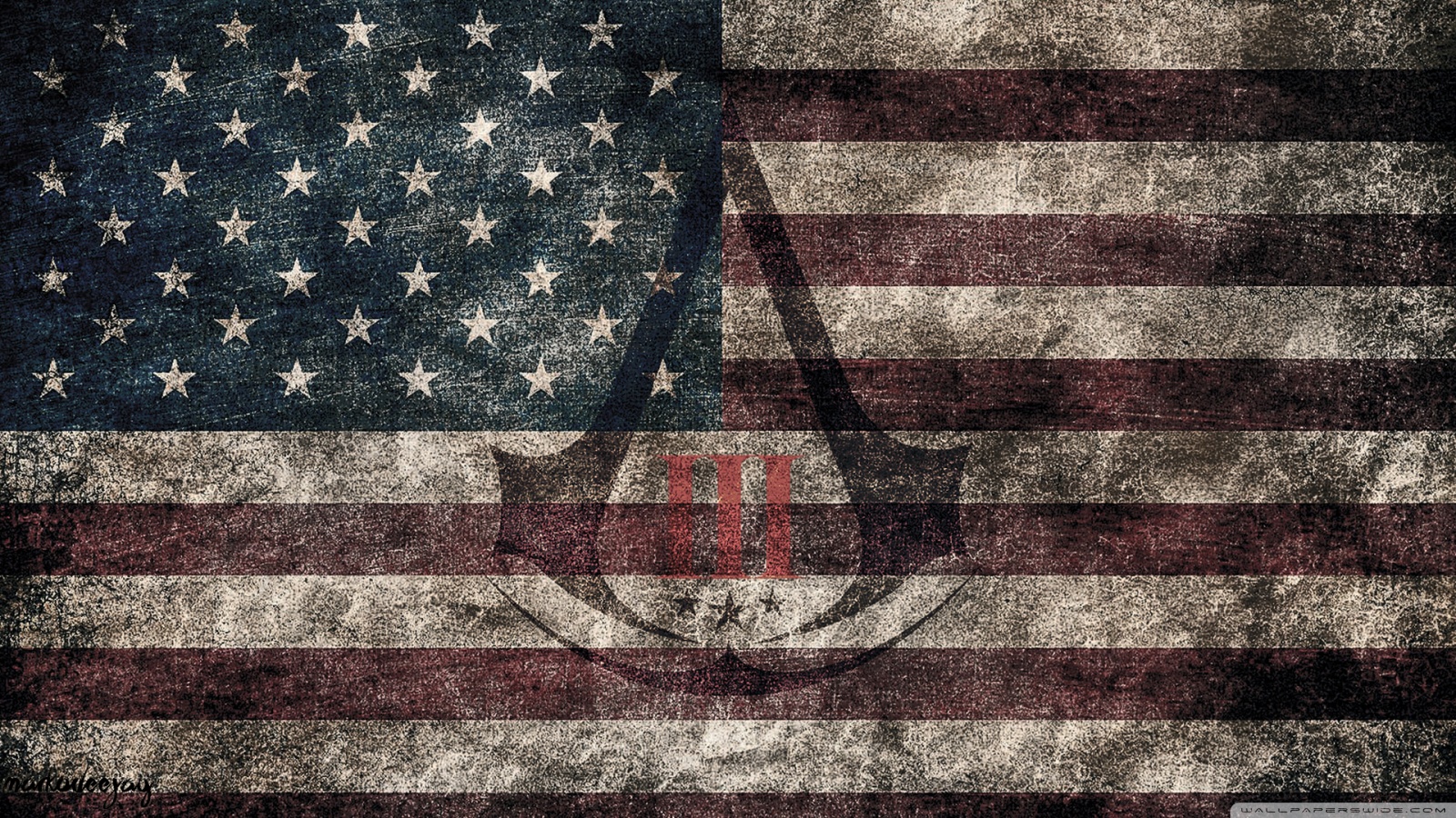 Old Rustic American Flag - HD Wallpaper 