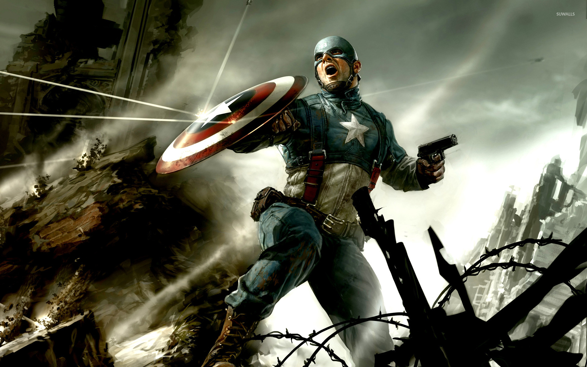 Captain America Movie Fight - HD Wallpaper 