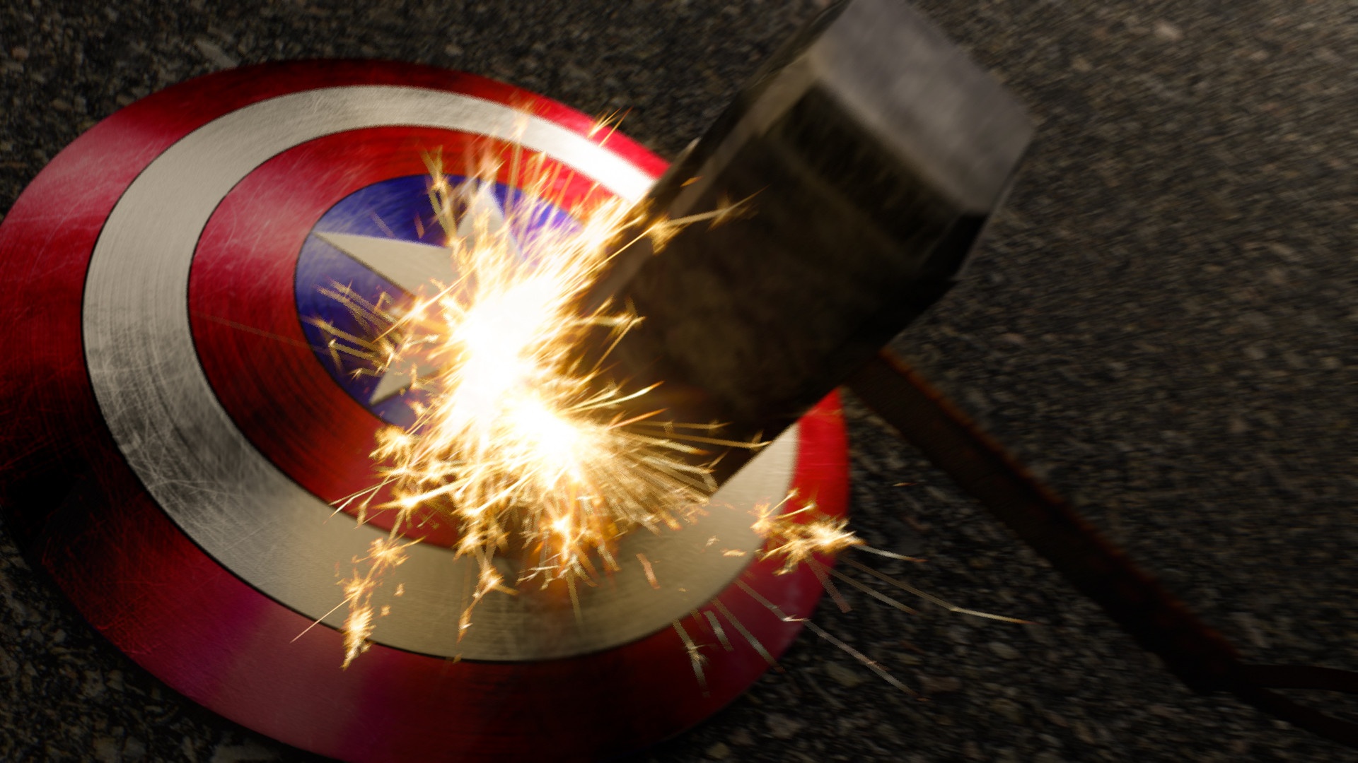 Apurv Chatterjee - Captain America Shield Vs Thor's Hammer Scene - HD Wallpaper 