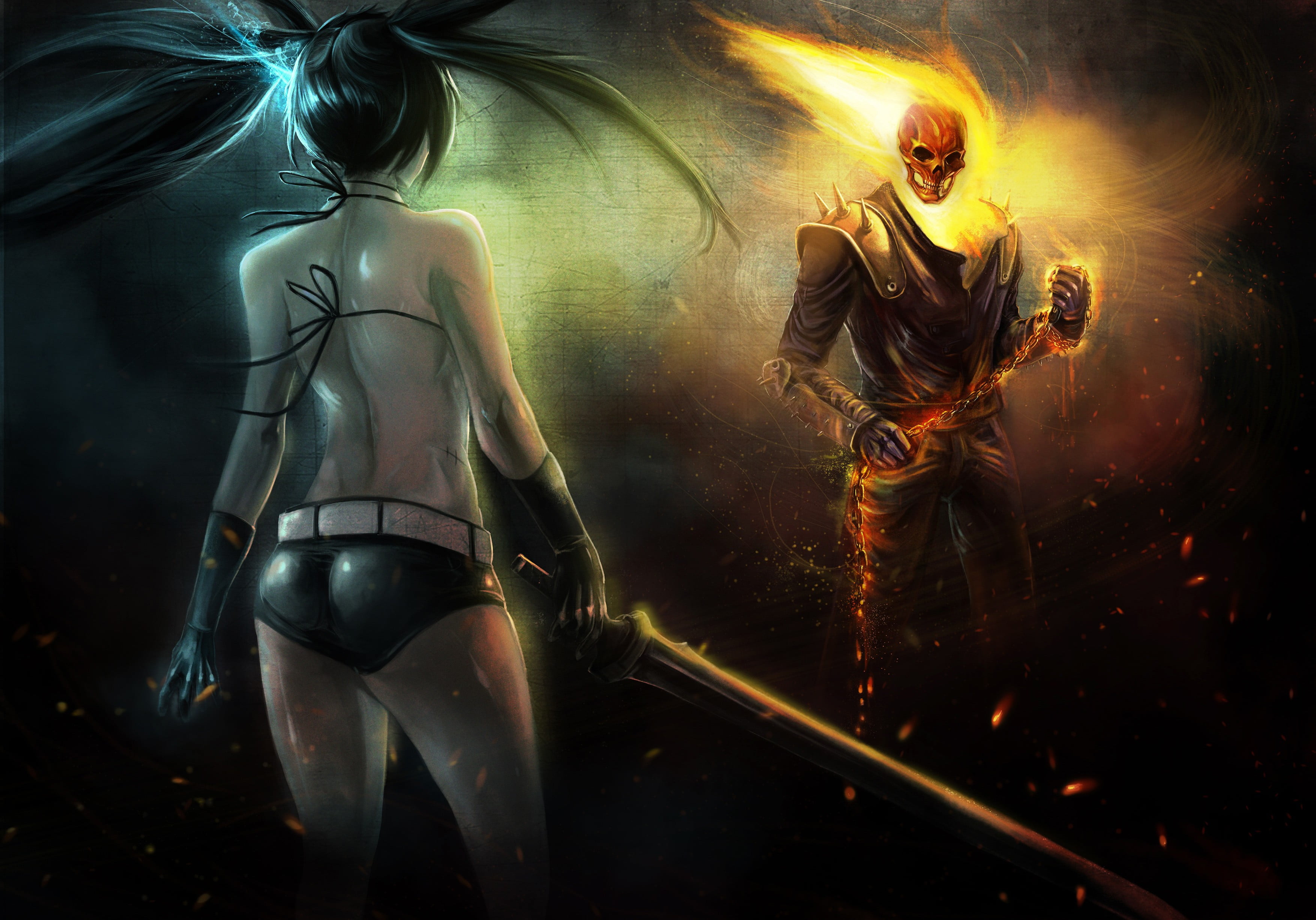 Black Rock Shooter Vs Ghost Rider - HD Wallpaper 